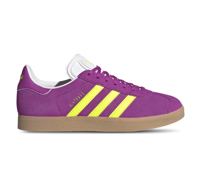 adidas Gazelle Purple & Neon Yellow Sneakers with Gum Sole