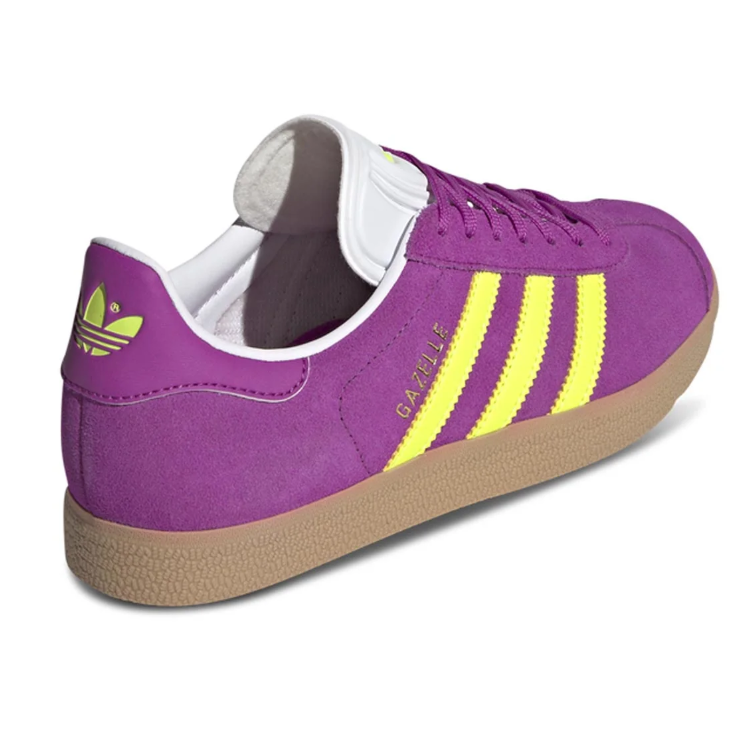 adidas Gazelle Purple & Neon Yellow Sneakers with Gum Sole