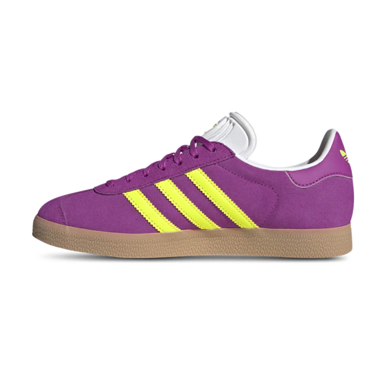 adidas Gazelle Purple & Neon Yellow Sneakers with Gum Sole