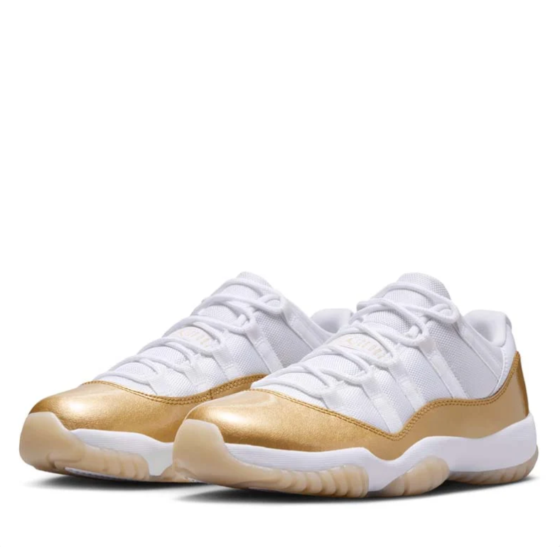 Air Jordan 11 Low White & Metallic Gold Sneakers