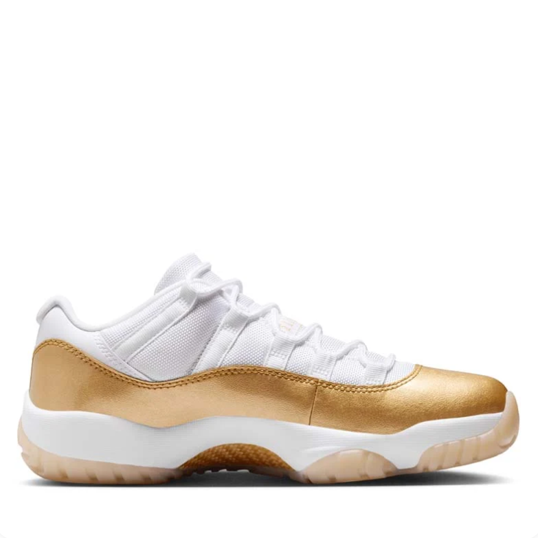 Air Jordan 11 Low White & Metallic Gold Sneakers