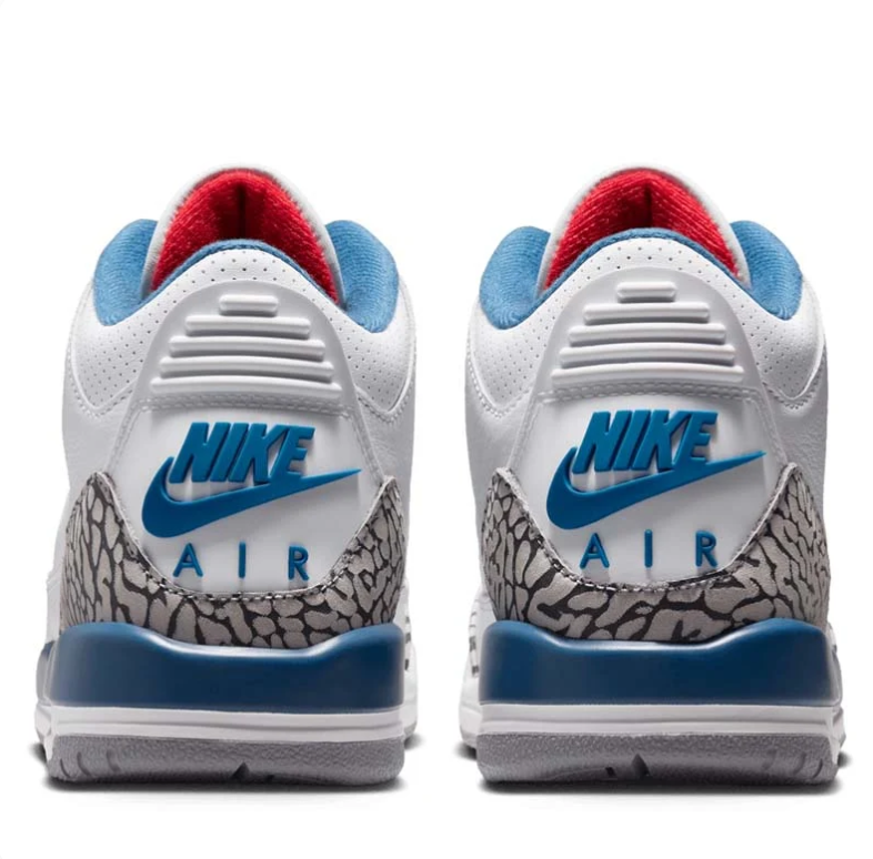 Air Jordan 3 White & Blue Sneakers with Elephant-Print Details
