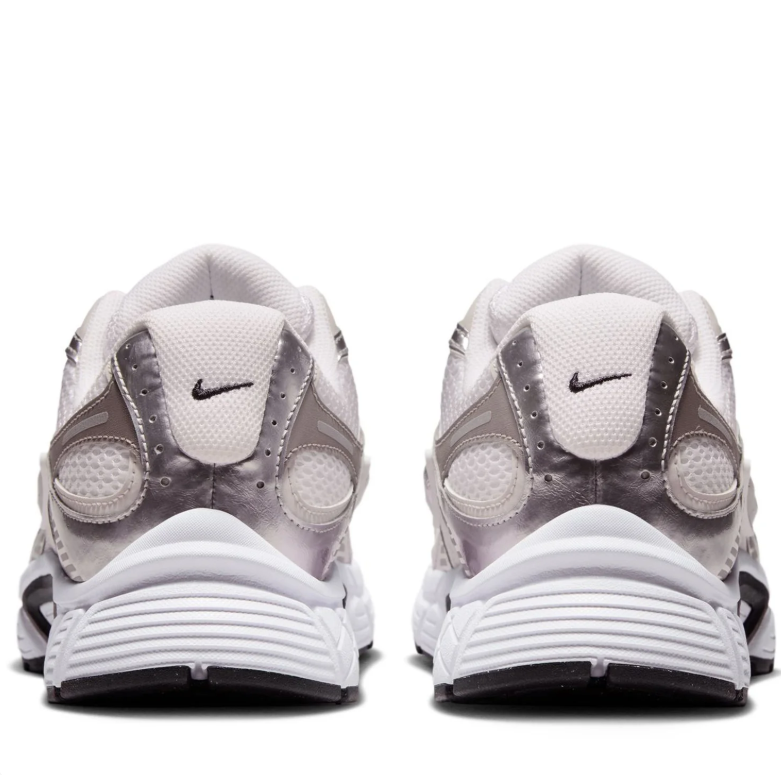 Nike Silver & White Running-Inspired Sneakers with Black Swoosh