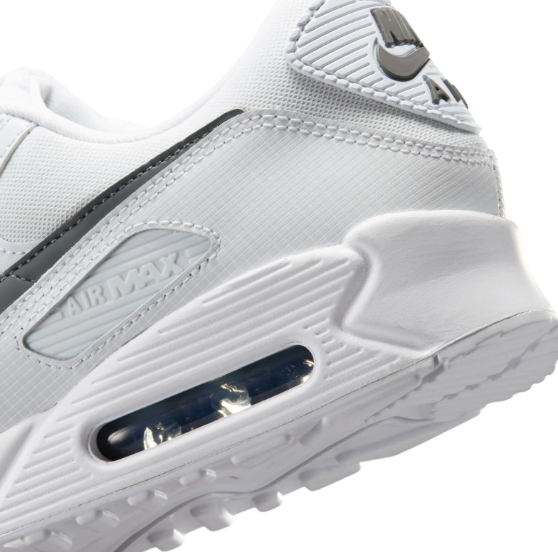 Nike Air Max 90 White Sneakers with Dark Gray Swoosh