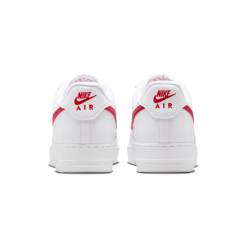 Nike Air Force 1 Low White Sneakers with Red Swoosh