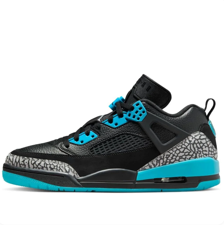 Air Jordan Spizike Low Black & Turquoise Elephant-Print Sneakers