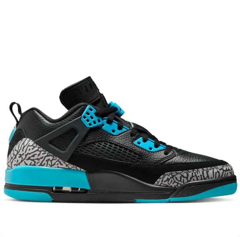 Air Jordan Spizike Low Black & Turquoise Elephant-Print Sneakers