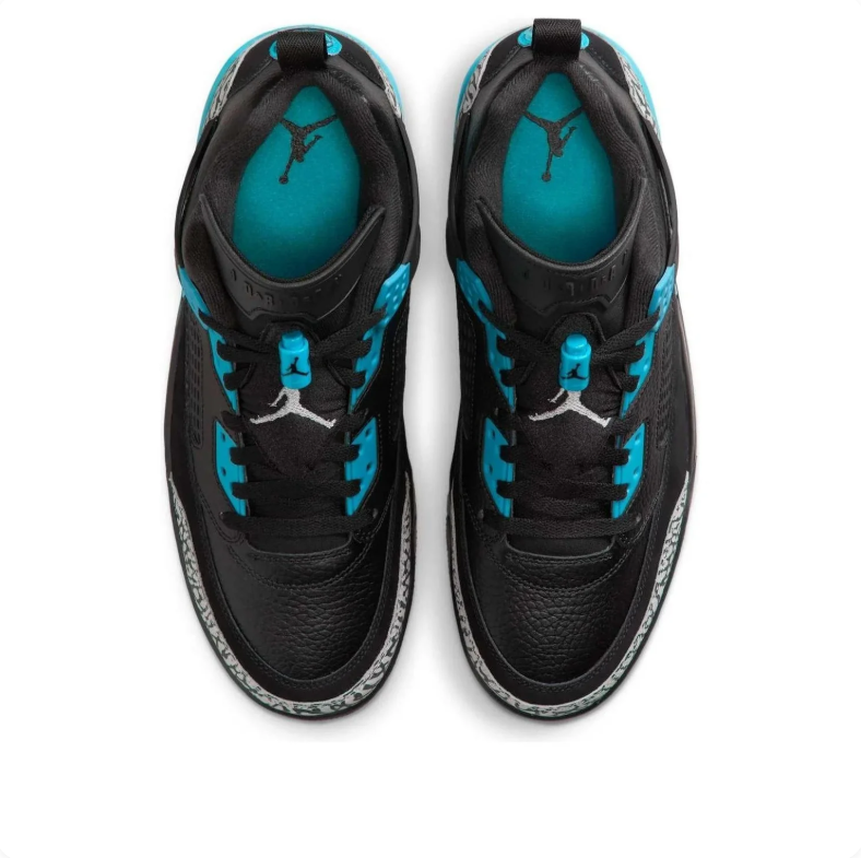 Air Jordan Spizike Low Black & Turquoise Elephant-Print Sneakers