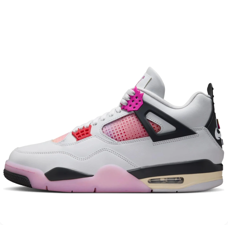 Air Jordan 4 White & Pink Sneakers with Gradient Details