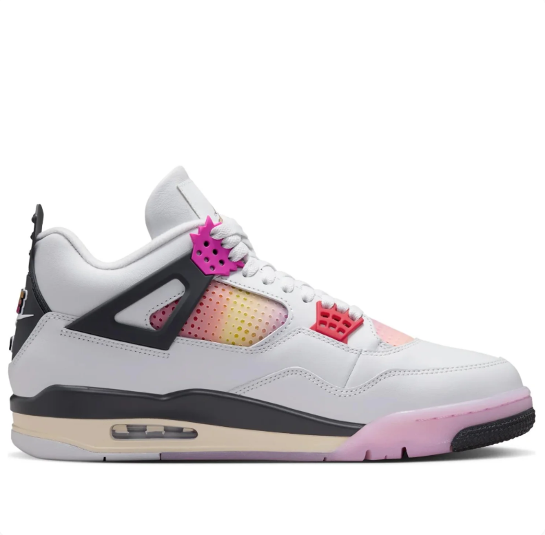 Air Jordan 4 White & Pink Sneakers with Gradient Details
