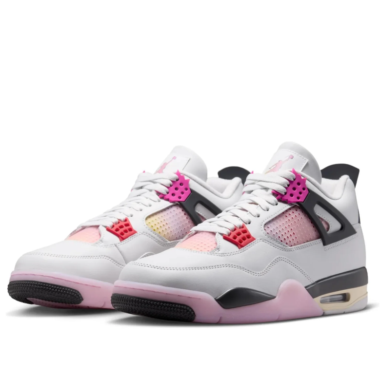 Air Jordan 4 White & Pink Sneakers with Gradient Details