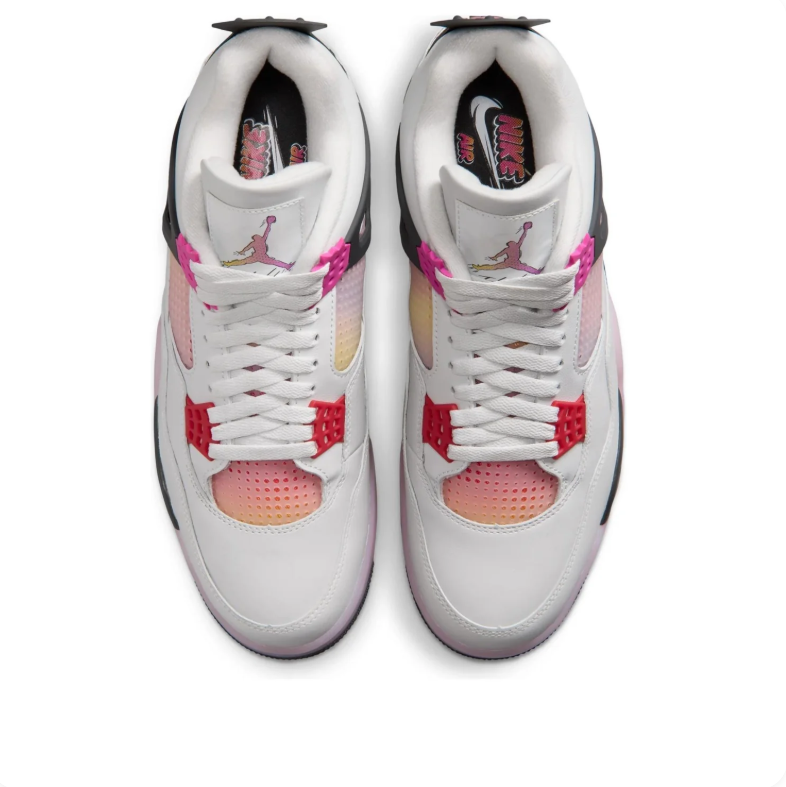 Air Jordan 4 White & Pink Sneakers with Gradient Details