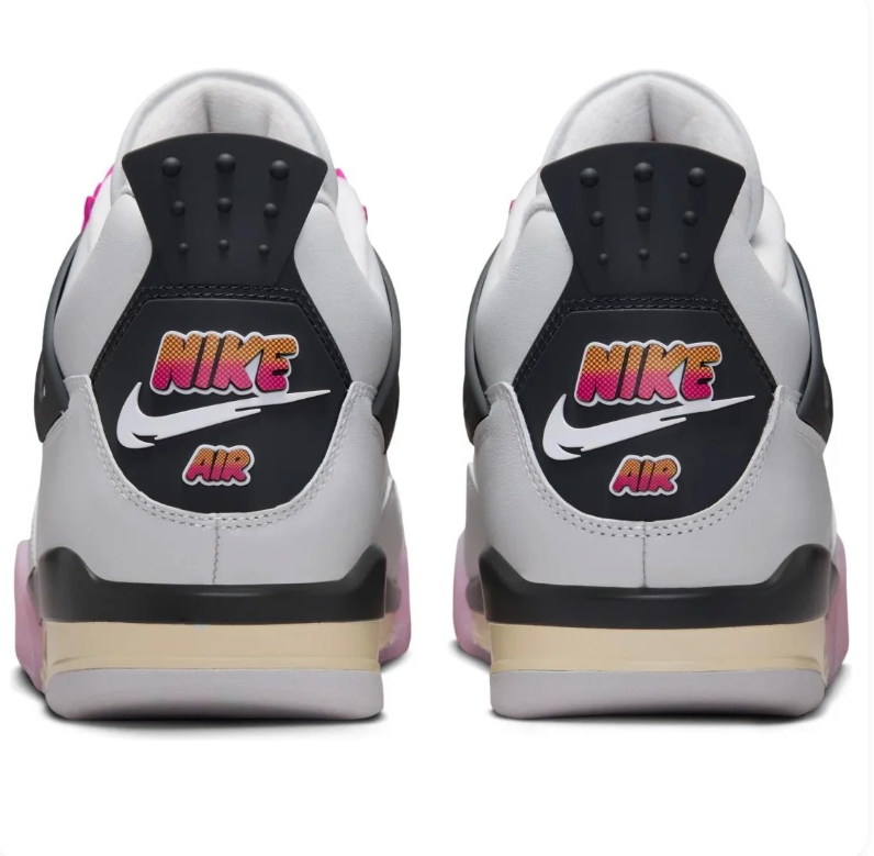 Air Jordan 4 White & Pink Sneakers with Gradient Details
