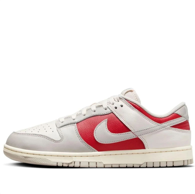 Nike Dunk Low White, Light Gray & Red Sneakers