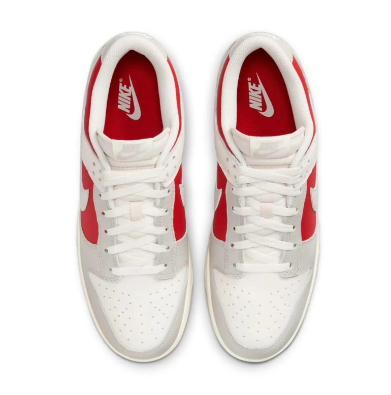 Nike Dunk Low White, Light Gray & Red Sneakers