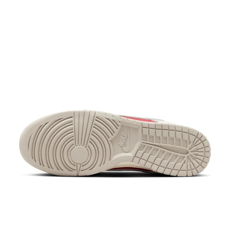 Nike Dunk Low White, Light Gray & Red Sneakers