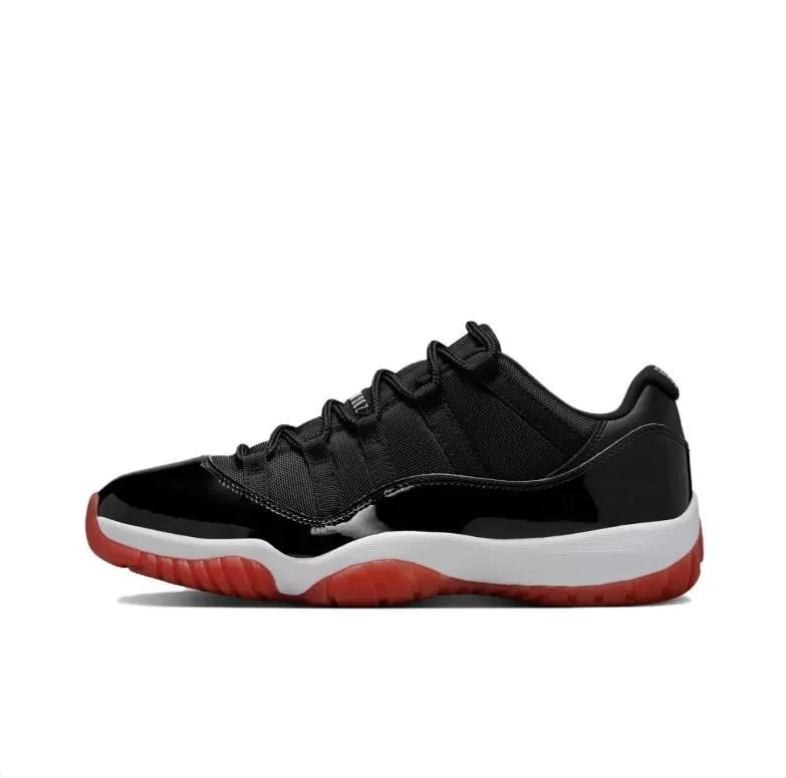 Air Jordan 11 Low Black & Red Sneakers with White Midsole