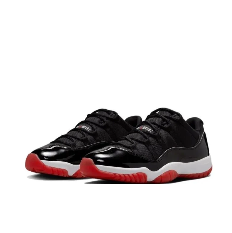 Air Jordan 11 Low Black & Red Sneakers with White Midsole