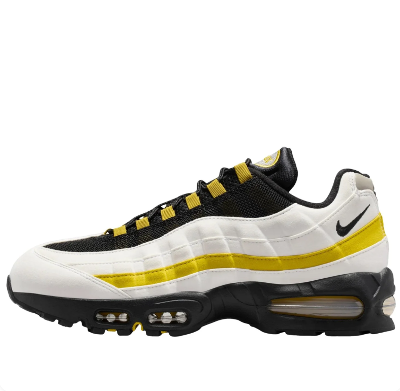 Nike Air Max 95 White & Black Sneakers with Yellow Accents