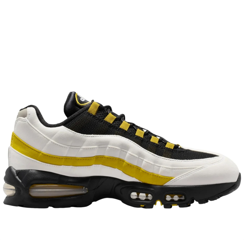 Nike Air Max 95 White & Black Sneakers with Yellow Accents