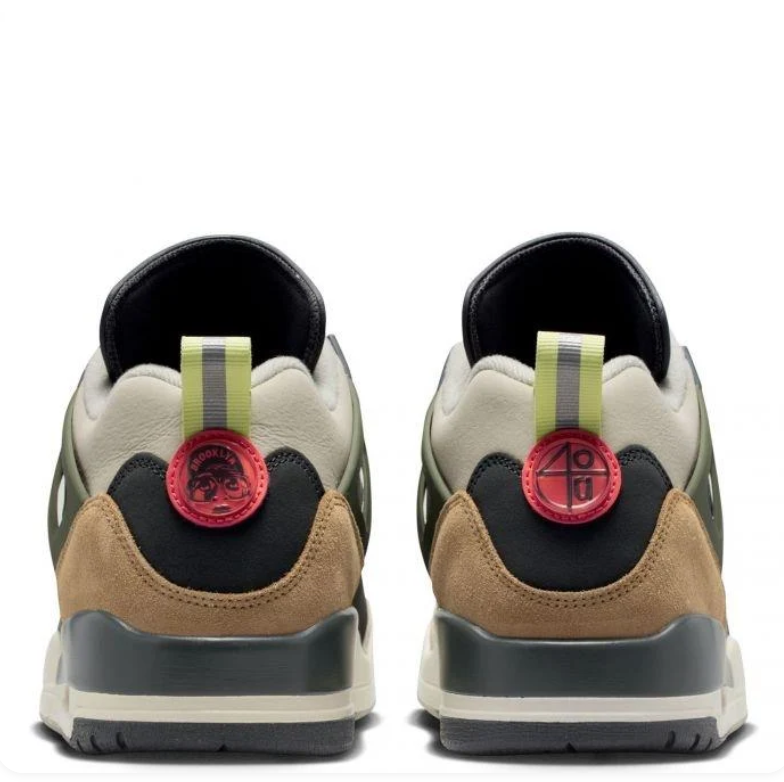 Air Jordan Spizike Low Black & Tan Sneakers with Olive and Coral Accents