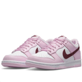 Nike Dunk Low Pink & White Sneakers with Burgundy Swoosh