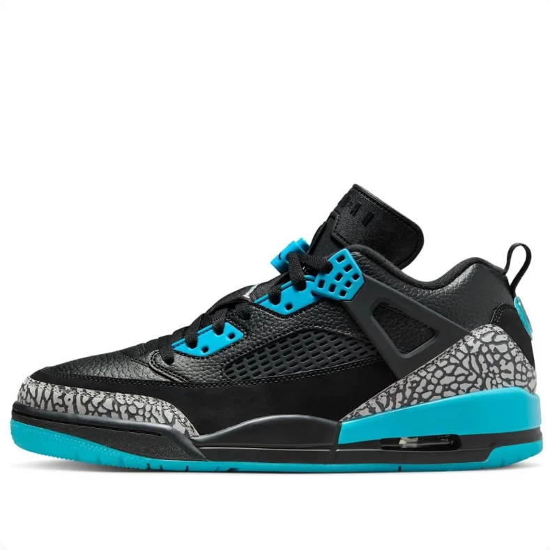 Air Jordan Spizike Low Black & Turquoise Elephant-Print Sneakers