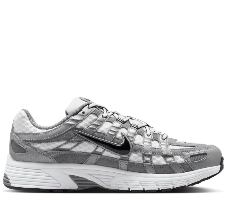 Nike P-6000 Gray & White Sneakers with Black Swoosh