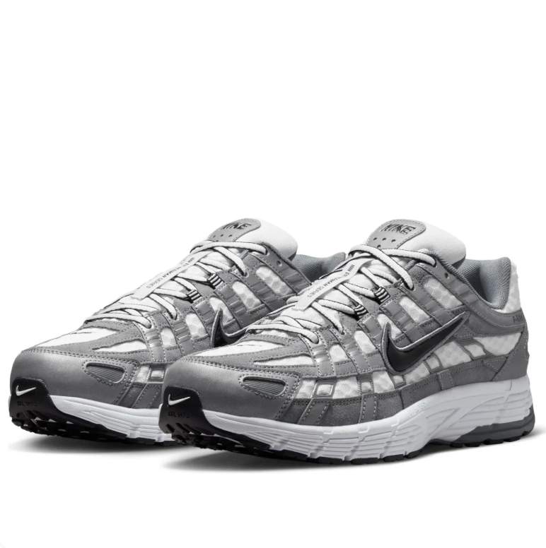 Nike P-6000 Gray & White Sneakers with Black Swoosh