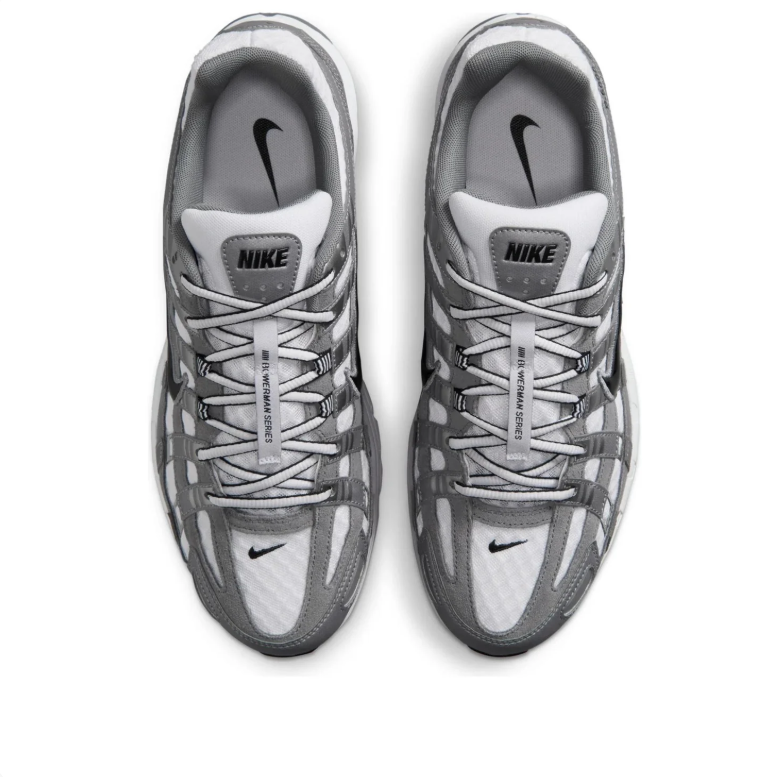 Nike P-6000 Gray & White Sneakers with Black Swoosh