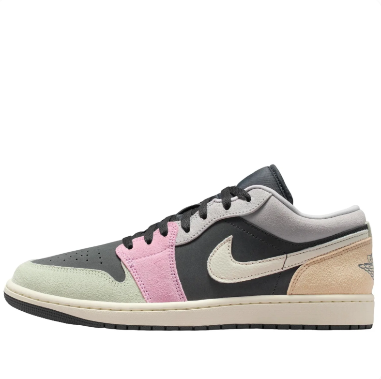 Air Jordan 1 Low Black & Pastel Colorblock Sneakers