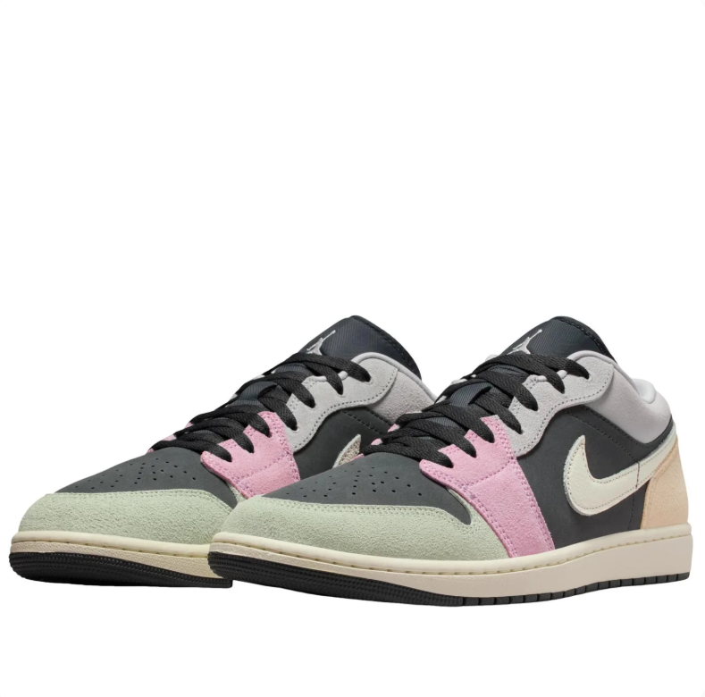 Air Jordan 1 Low Black & Pastel Colorblock Sneakers