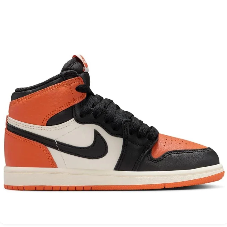 Air Jordan 1 High Orange, Black & Off-White Sneakers