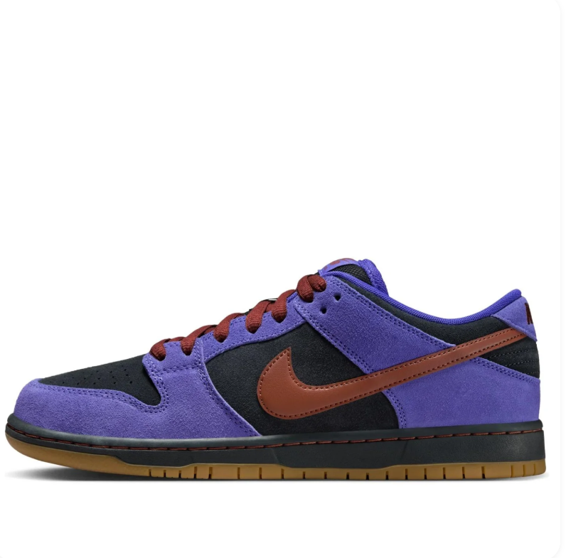 Nike SB Dunk Low Purple & Black Sneakers with Rust Brown Accents