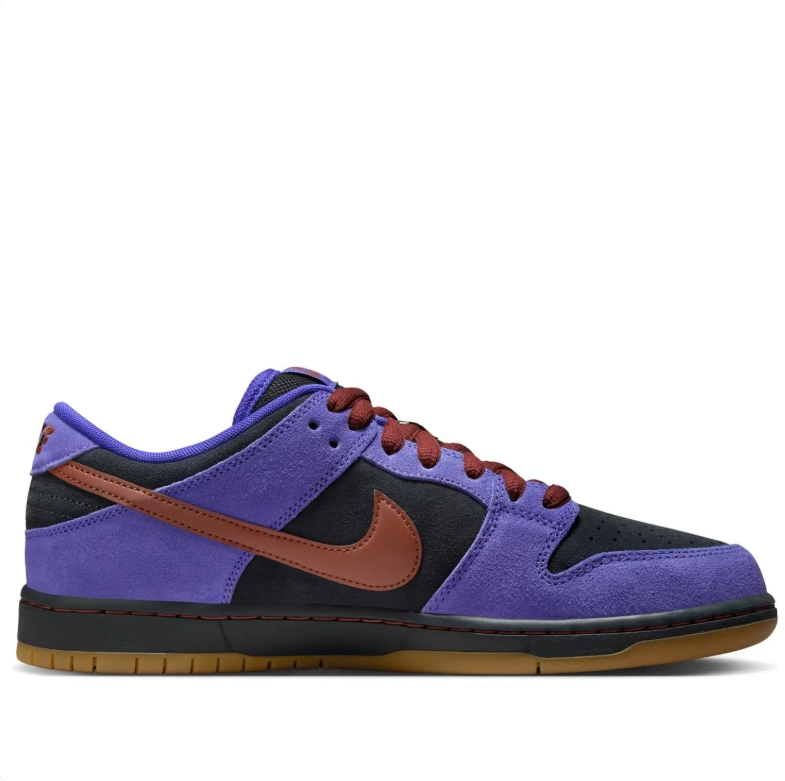 Nike SB Dunk Low Purple & Black Sneakers with Rust Brown Accents
