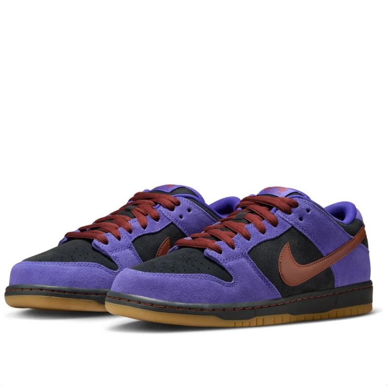 Nike SB Dunk Low Purple & Black Sneakers with Rust Brown Accents