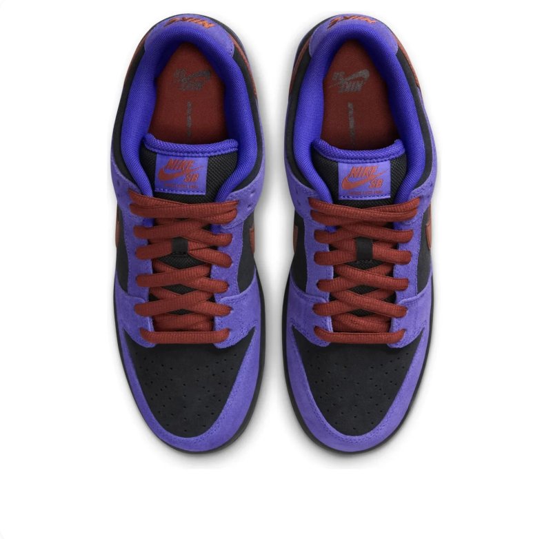 Nike SB Dunk Low Purple & Black Sneakers with Rust Brown Accents