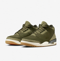 Air Jordan 3 Olive Sneakers with Elephant-Print Details & Gum Outsole