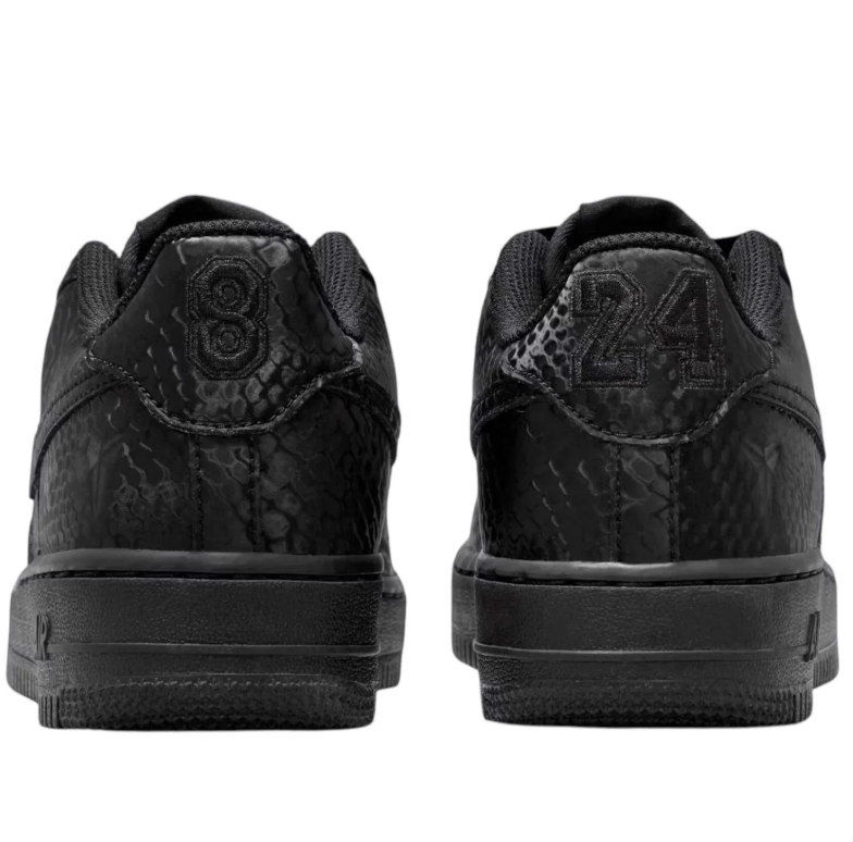 Nike Air Force 1 Low Black Snakeskin-Pattern Sneakers with 8 & 24 Heel Details