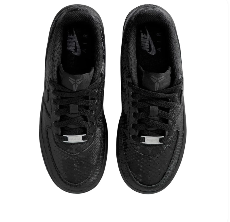 Nike Air Force 1 Low Black Snakeskin-Pattern Sneakers with 8 & 24 Heel Details