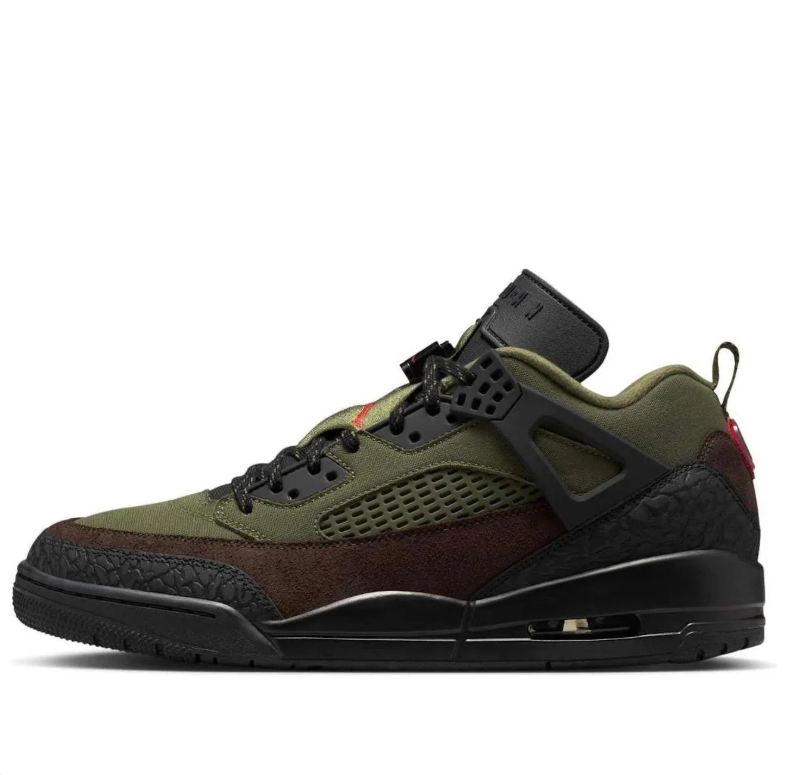 Air Jordan Olive & Brown Sneakers with Black Elephant-Print Details
