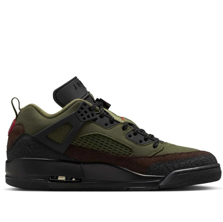 Air Jordan Olive & Brown Sneakers with Black Elephant-Print Details