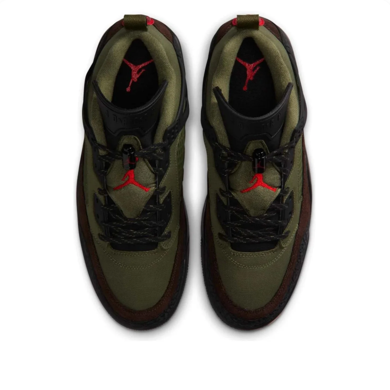 Air Jordan Olive & Brown Sneakers with Black Elephant-Print Details