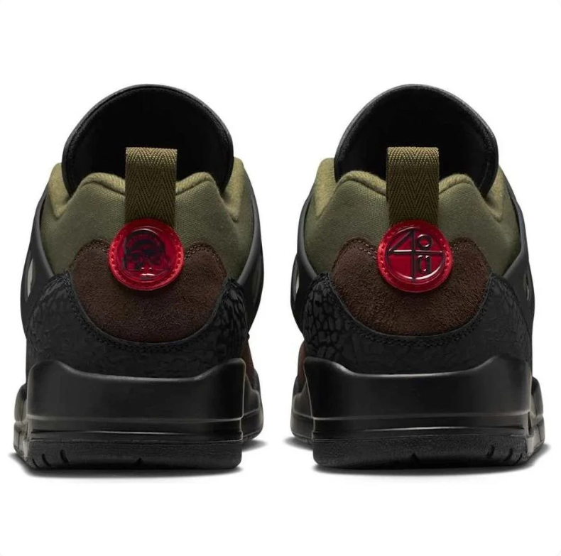 Air Jordan Olive & Brown Sneakers with Black Elephant-Print Details