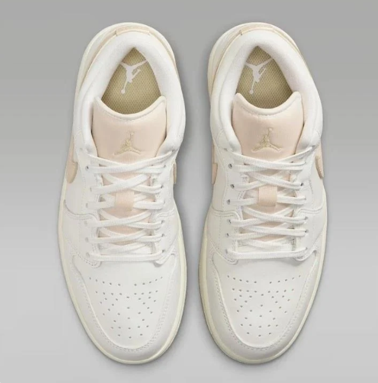 Air Jordan 1 Low White & Cream Sneakers with Gum Outsole