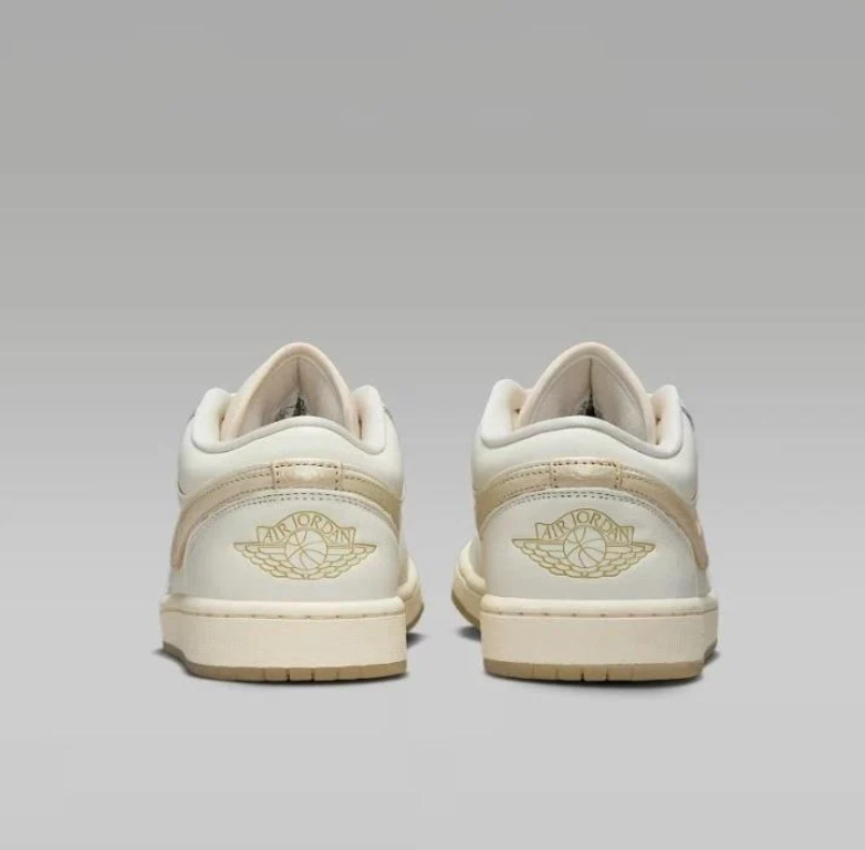 Air Jordan 1 Low White & Cream Sneakers with Gum Outsole