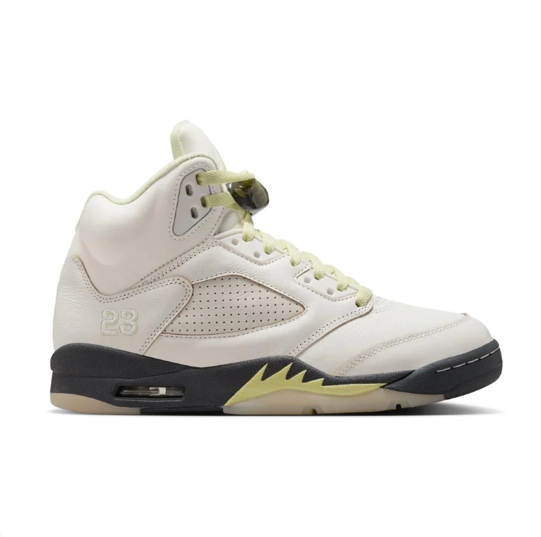 Air Jordan 5 Off-White Sneakers with Pale Yellow Accents