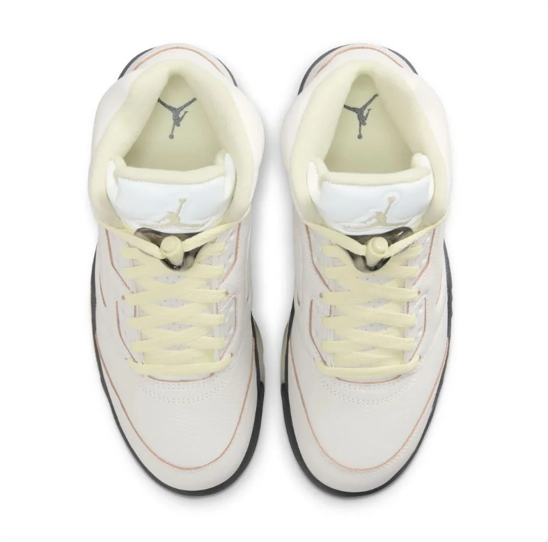 Air Jordan 5 Off-White Sneakers with Pale Yellow Accents