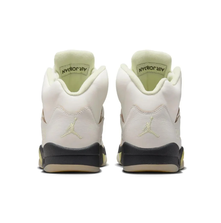 Air Jordan 5 Off-White Sneakers with Pale Yellow Accents