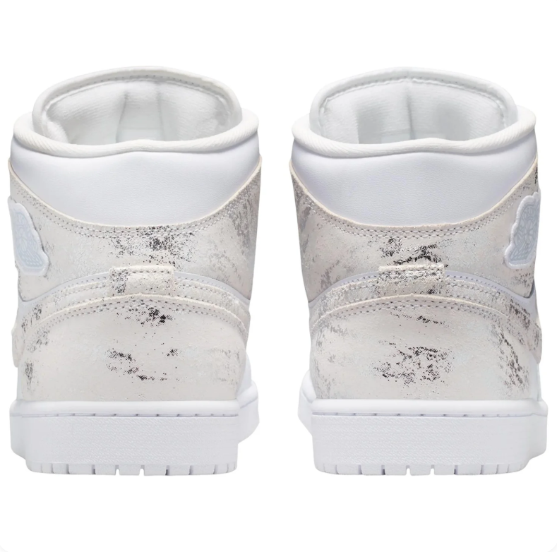 Air Jordan 1 Mid White Sneakers with Silver-Tone Accents